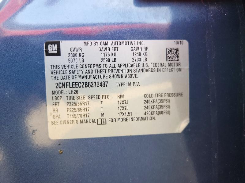 2011 Chevrolet Equinox მანქანა იყიდება აუქციონზე, vin: 2CNFLEEC2B6275487, აუქციონის ნომერი: 71571126