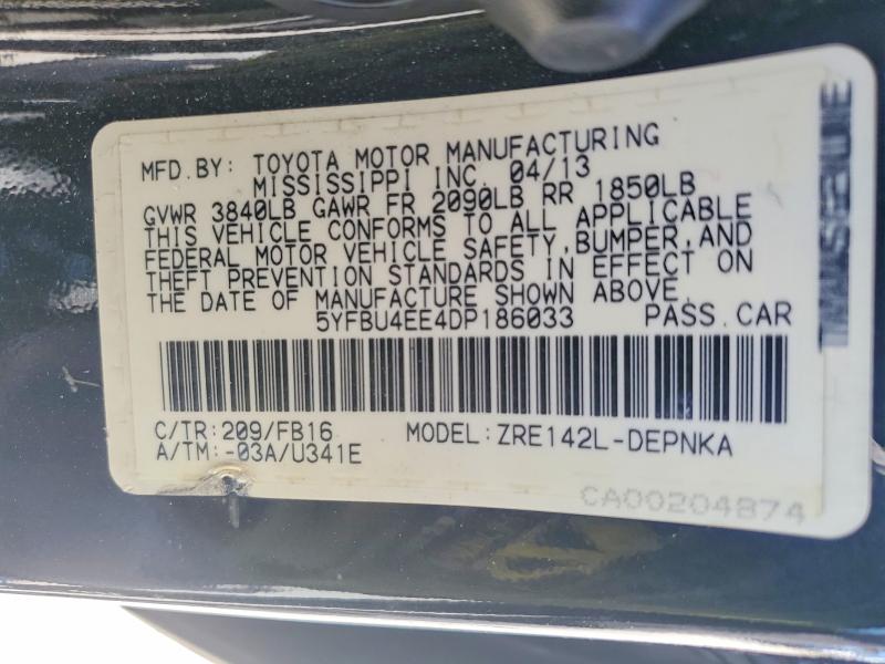 Продаж на аукціоні авто 2013 Toyota Corolla, vin: 5YFBU4EE4DP186033, номер лоту: 71041586