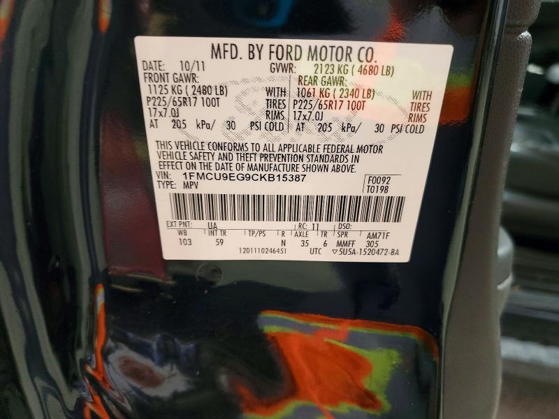 Продаж на аукціоні авто 2012 Ford Escape, vin: 1FMCU9EG9CKB15387, номер лоту: 72707336
