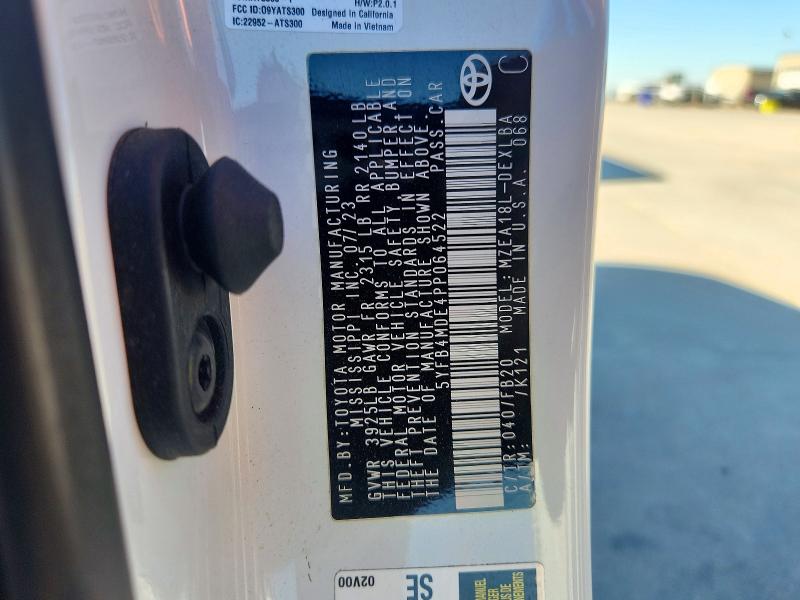 71898916 :رقم المزاد ، 5YFB4MDE4PP064522 vin ، 2023 Toyota Corolla مزاد بيع