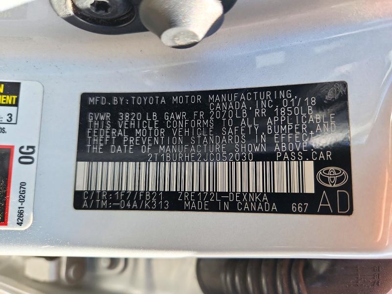 Продажа на аукционе авто 2018 Toyota Corolla, vin: 2T1BURHE2JC052030, номер лота: 72239736