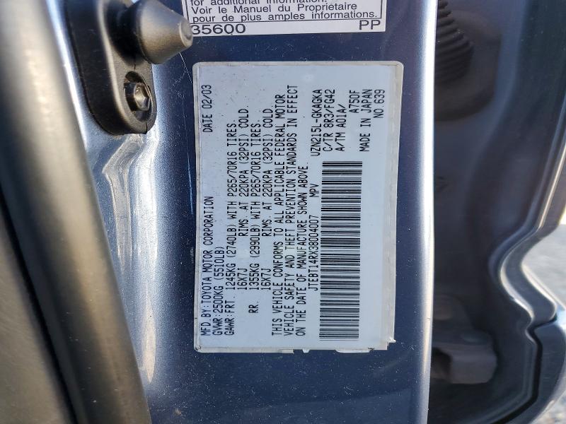 Aukcja sprzedaży 2003 Toyota 4runner, vin: JTEBT14RX38004007, numer aukcji: 71622676