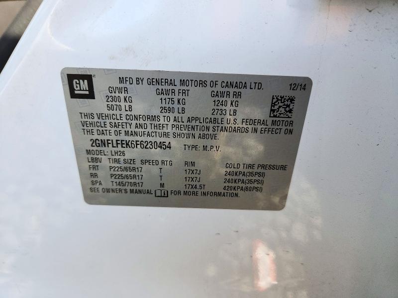 2015 Chevrolet Equinox მანქანა იყიდება აუქციონზე, vin: 2GNFLFEK6F6230454, აუქციონის ნომერი: 72024456