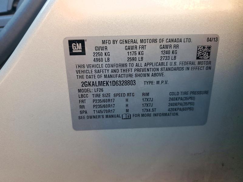 Продажа на аукционе авто 2013 Gmc Terrain, vin: 2GKALMEK1D6328803, номер лота: 72839686