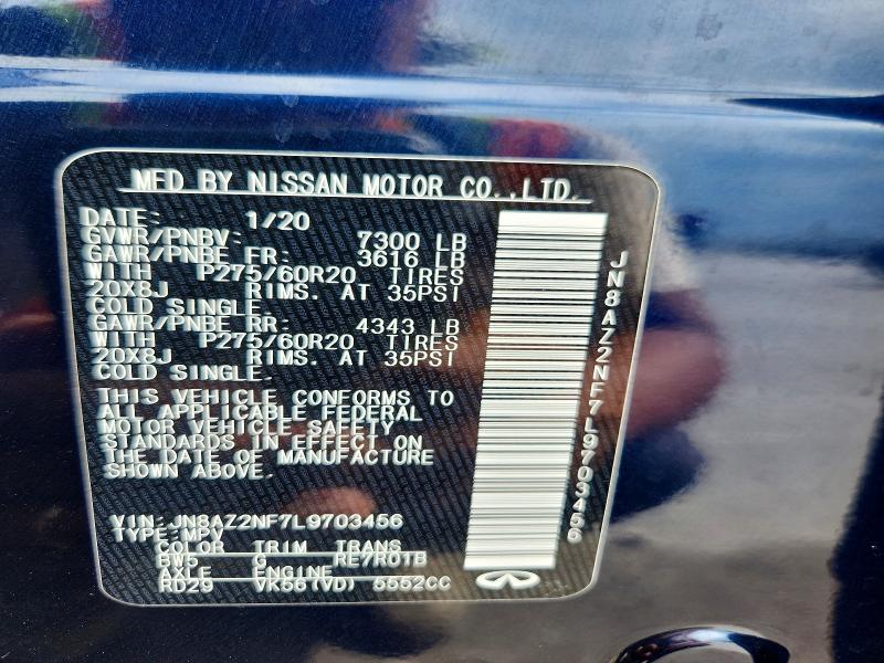 Aukcja sprzedaży 2020 Infiniti Qx80, vin: JN8AZ2NF7L9703456, numer aukcji: 71501676