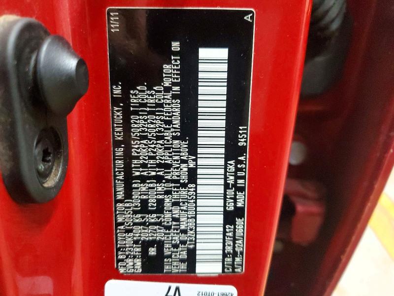 71859416 :رقم المزاد ، 4T3ZK3BB1BU045948 vin ، 2011 Toyota Venza مزاد بيع