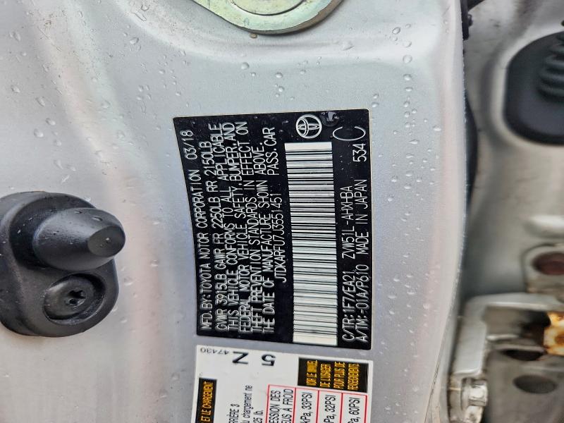 Продажа на аукционе авто 2018 Toyota Prius, vin: JTDKARFU7J3551451, номер лота: 59411606
