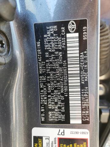 Продаж на аукціоні авто 2012 Toyota Camry Hybrid, vin: 4T1BD1FK0CU063104, номер лоту: 71901886