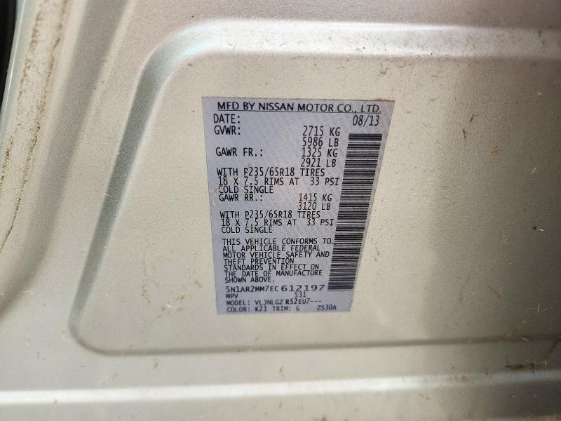 Продажа на аукционе авто 2014 Nissan Pathfinder, vin: 5N1AR2MM7EC612197, номер лота: 72516466