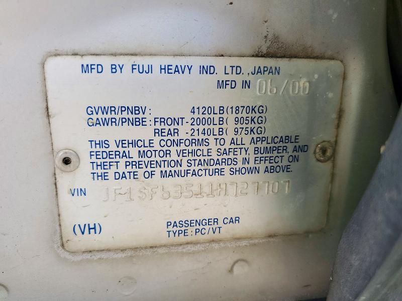 Продажа на аукционе авто 2001 Subaru Forester, vin: JF1SF63511H727707, номер лота: 72569316