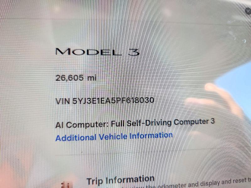 Продаж на аукціоні авто 2023 Tesla Model 3, vin: 5YJ3E1EA5PF618030, номер лоту: 71615446