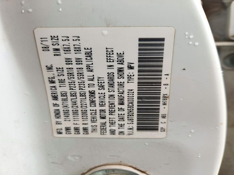 72583036 :رقم المزاد ، 5J8TB2H59CA000324 vin ، 2012 Acura Rdx مزاد بيع