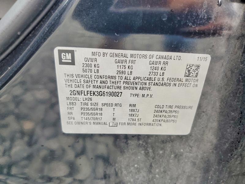 Aukcja sprzedaży 2016 Chevrolet Equinox, vin: 2GNFLFEK3G6190027, numer aukcji: 71194966