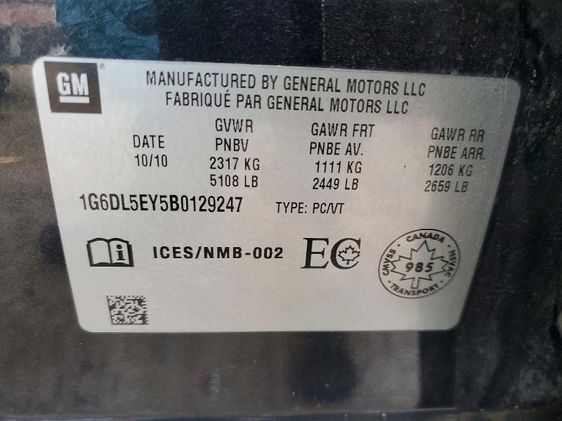 70429316 :رقم المزاد ، 1G6DL5EY5B0129247 vin ، 2011 Cadillac Cts مزاد بيع