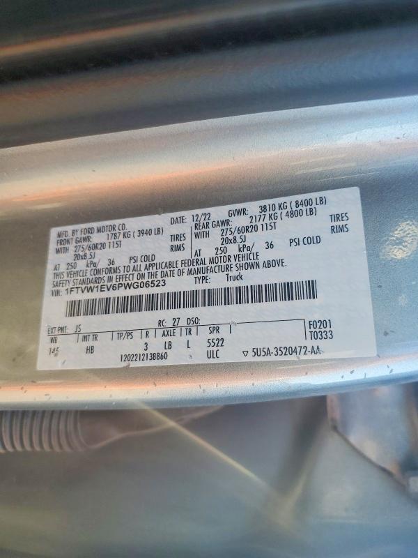 71742056 :رقم المزاد ، 1FTVW1EV6PWG06523 vin ، 2023 Ford F150 مزاد بيع