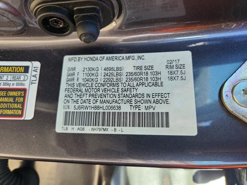 Продажа на аукционе авто 2017 Honda Cr-v, vin: 5J6RW1H88HL006638, номер лота: 71941036