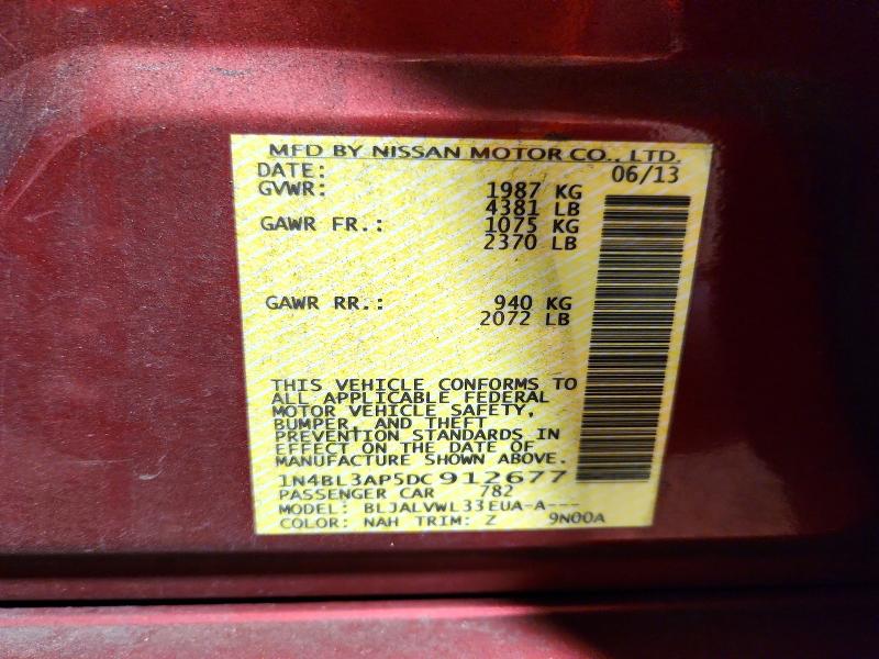 2013 Nissan Altima მანქანა იყიდება აუქციონზე, vin: 1N4BL3AP5DC912677, აუქციონის ნომერი: 71534266