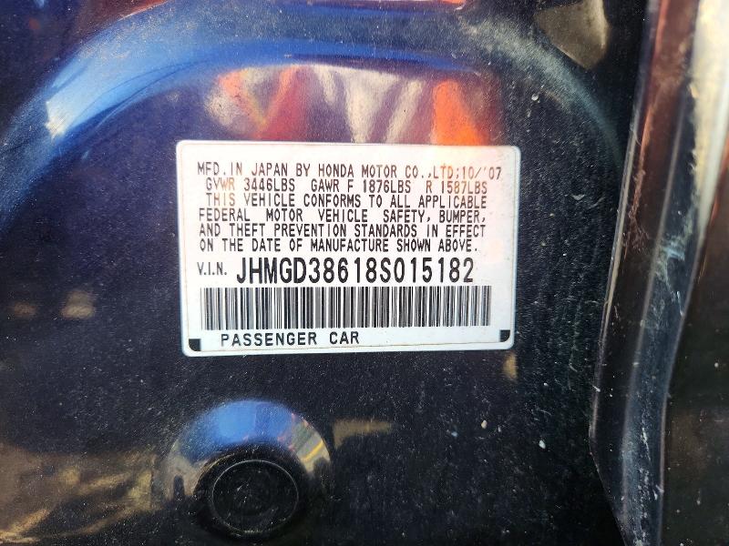 70918196 :رقم المزاد ، JHMGD38618S015182 vin ، 2008 Honda Fit مزاد بيع