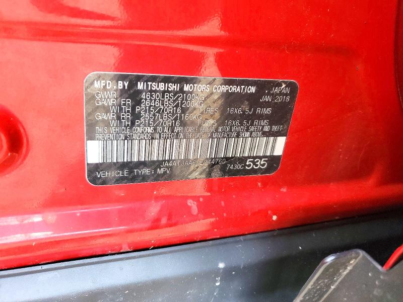 Продажа на аукционе авто 2018 Mitsubishi Eclipse Cross, vin: JA4AT3AA6JZ044760, номер лота: 71002476