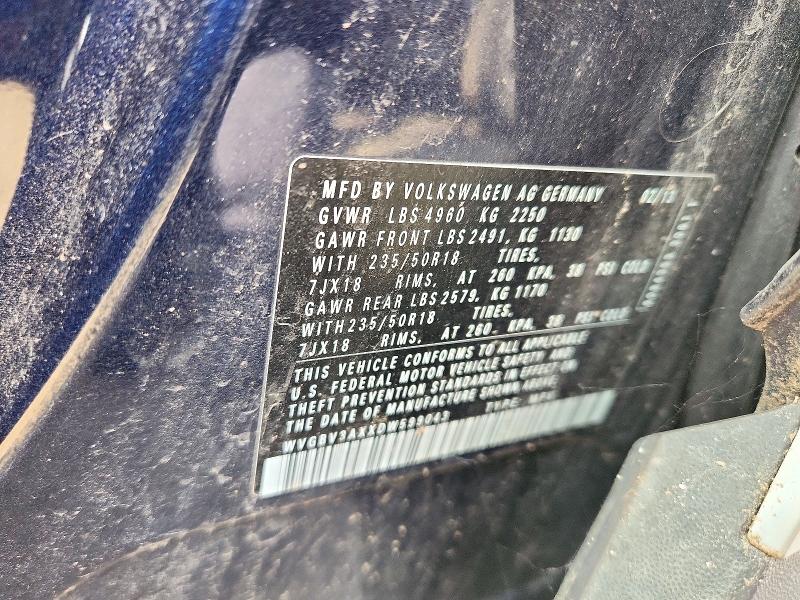 70867316 :رقم المزاد ، WVGBV3AXXDW599043 vin ، 2013 Volkswagen Tiguan مزاد بيع
