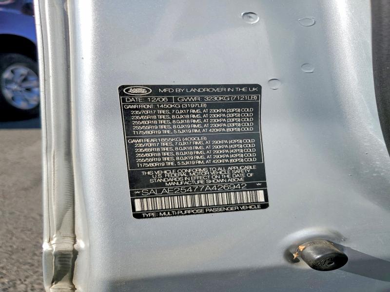 2007 Land Rover Lr3 მანქანა იყიდება აუქციონზე, vin: SALAE25477A426942, აუქციონის ნომერი: 71462896