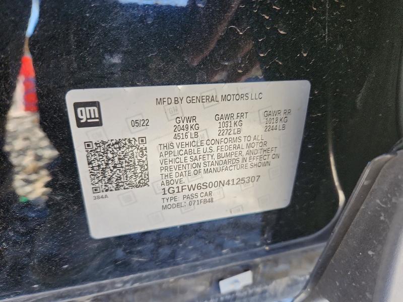 Aukcja sprzedaży 2022 Chevrolet Bolt Ev, vin: 1G1FW6S00N4125307, numer aukcji: 71787536