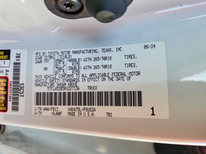 71496836 :رقم المزاد ، 5TFLA5DB5RX227336 vin ، 2024 Toyota Tundra مزاد بيع