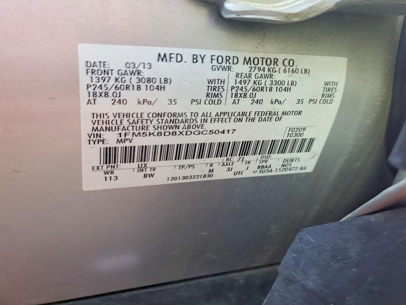 Продажа на аукционе авто 2013 Ford Explorer, vin: 1FM5K8D8XDGC50417, номер лота: 70450236