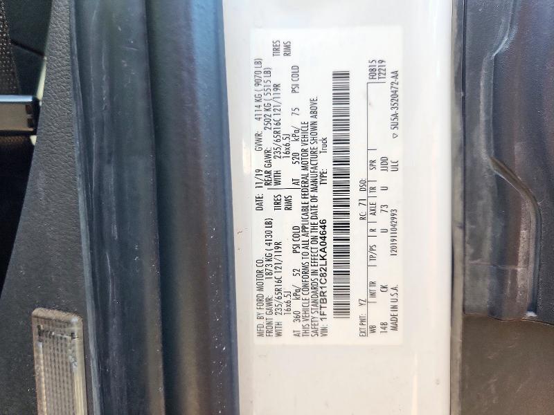 Продаж на аукціоні авто 2020 Ford Transit 250, vin: 1FTBR1C82LKA04646, номер лоту: 72940686