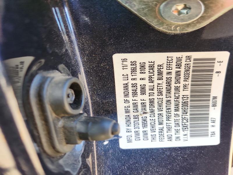 2017 Honda Civic მანქანა იყიდება აუქციონზე, vin: 19XFC2F74HE006131, აუქციონის ნომერი: 72775256