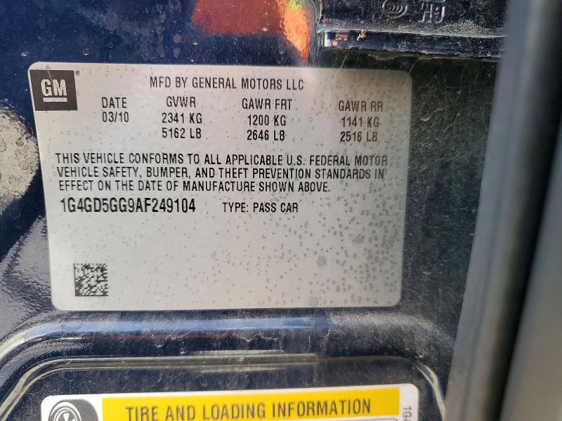 2010 Buick Lacrosse მანქანა იყიდება აუქციონზე, vin: 1G4GD5GG9AF249104, აუქციონის ნომერი: 71676106