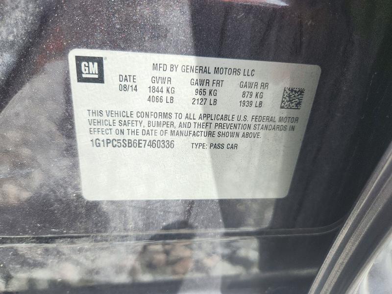72388586 :رقم المزاد ، 1G1PC5SB6E7460336 vin ، 2014 Chevrolet Cruze مزاد بيع