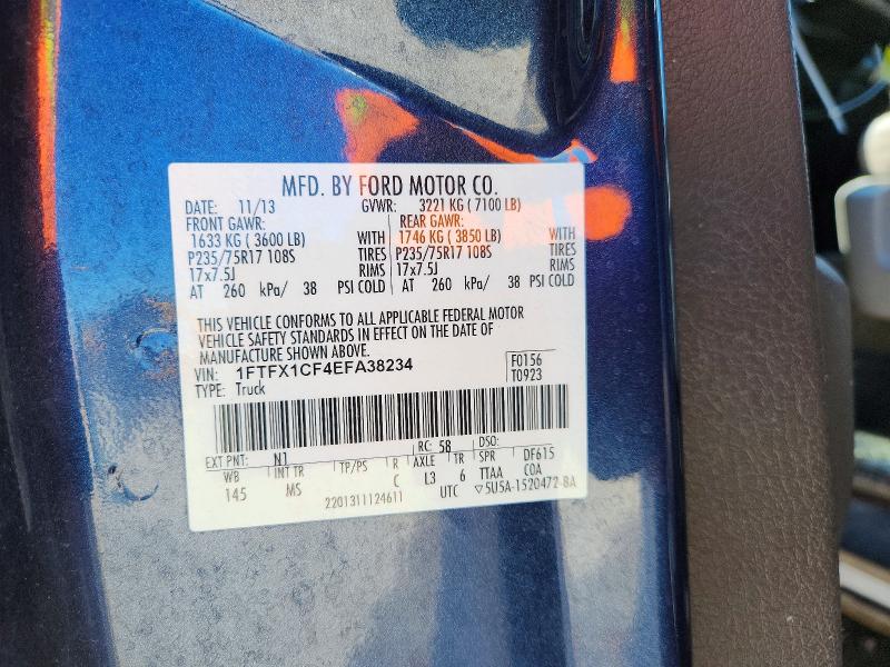 2014 Ford F150 მანქანა იყიდება აუქციონზე, vin: 1FTFX1CF4EFA38234, აუქციონის ნომერი: 71295306