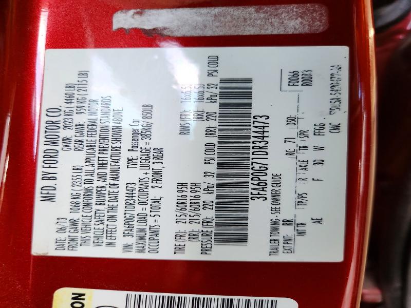 71573266 :رقم المزاد ، 3FA6P0G71DR344473 vin ، 2013 Ford Fusion مزاد بيع