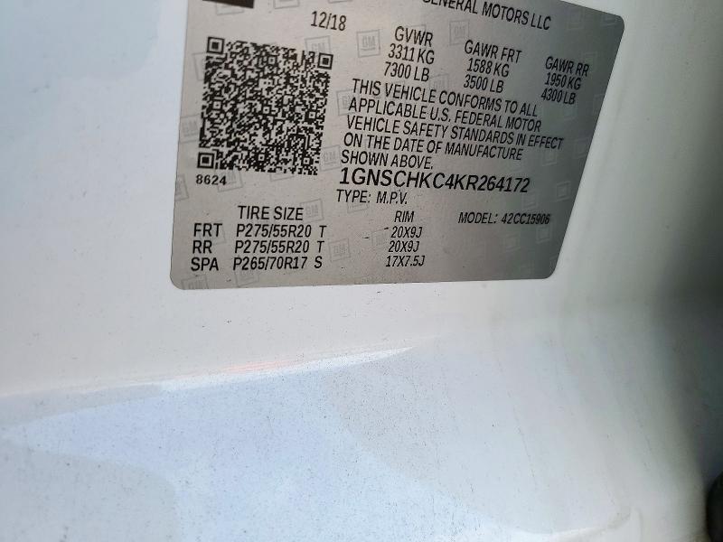Продажа на аукционе авто 2019 Chevrolet Suburban, vin: 1GNSCHKC4KR264172, номер лота: 71683806