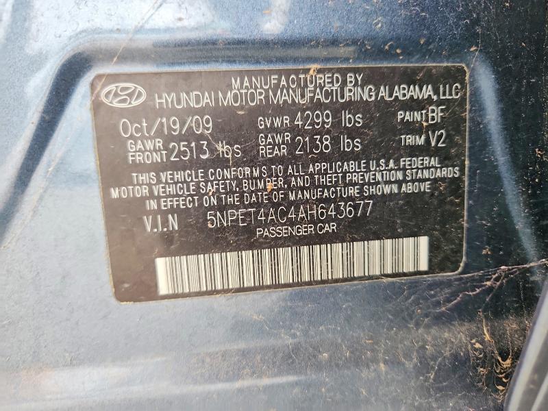 Продажа на аукционе авто 2010 Hyundai Sonata, vin: 5NPET4AC4AH643677, номер лота: 71282646