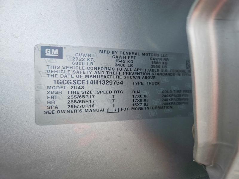 2017 Chevrolet Colorado მანქანა იყიდება აუქციონზე, vin: 1GCGSCE14H1329754, აუქციონის ნომერი: 71257776