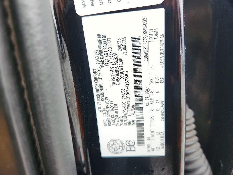 Продаж на аукціоні авто 2016 Ford F150, vin: 1FTFW1EF0GFB57885, номер лоту: 72614506