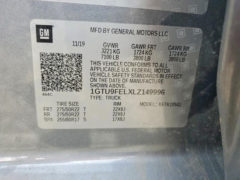 Продажа на аукционе авто 2020 Gmc Sierra, vin: 1GTU9FELXLZ149996, номер лота: 72028136