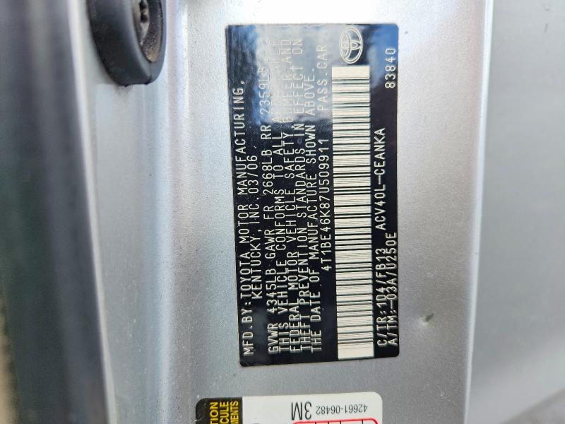 68847816 :رقم المزاد ، 4T1BE46K87U509911 vin ، 2007 Toyota Camry مزاد بيع
