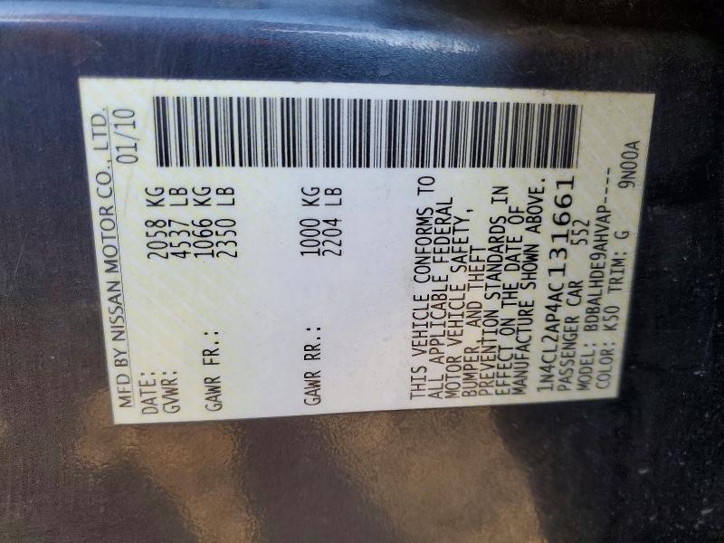 Продажа на аукционе авто 2010 Nissan Altima, vin: 1N4CL2AP4AC131661, номер лота: 71631276
