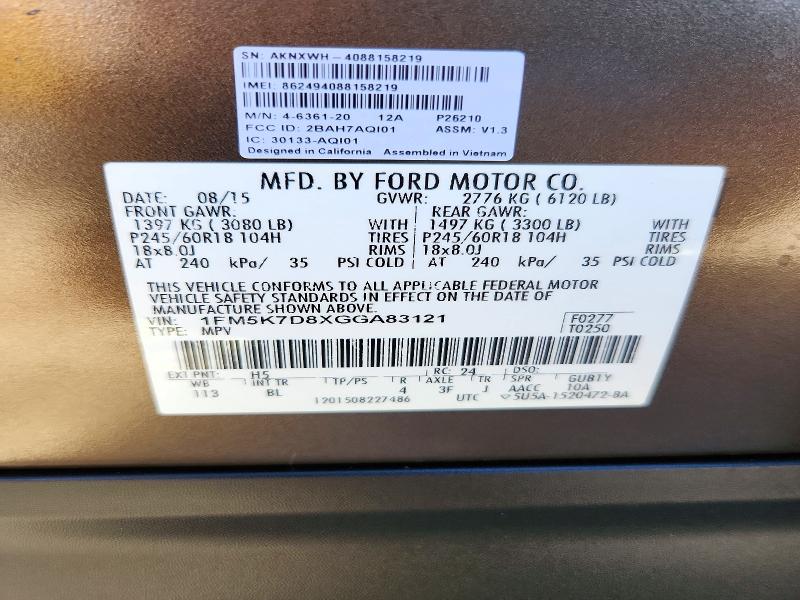 Продаж на аукціоні авто 2016 Ford Explorer, vin: 1FM5K7D8XGGA83121, номер лоту: 71401966