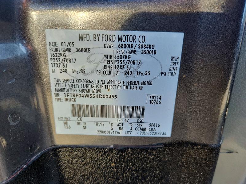 Продаж на аукціоні авто 2005 Ford F150, vin: 1FTRF04W55KD00455, номер лоту: 73997956