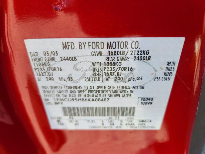2006 Ford Escape მანქანა იყიდება აუქციონზე, vin: 1FMCU95H86KA08487, აუქციონის ნომერი: 72279756