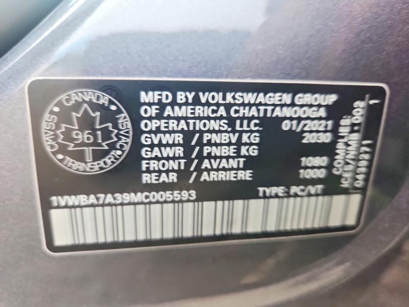 Продажа на аукционе авто 2021 Volkswagen Passat, vin: 1VWBA7A39MC005593, номер лота: 71013146