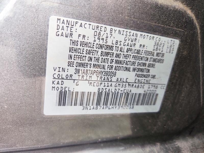 Aukcja sprzedaży 2017 Nissan Sentra, vin: 3N1AB7AP6HY390058, numer aukcji: 71315036