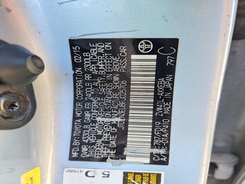 72009616 :رقم المزاد ، JTDZN3EU8FJ025706 vin ، 2015 Toyota Prius V مزاد بيع
