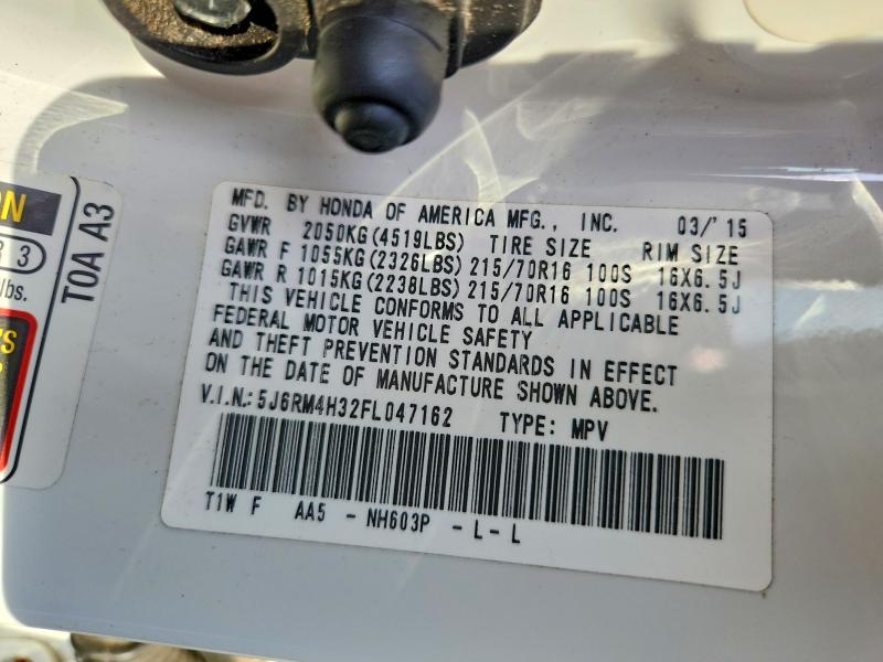 Продажа на аукционе авто 2015 Honda Cr-v, vin: 5J6RM4H32FL047162, номер лота: 71040016