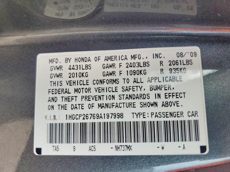Продаж на аукціоні авто 2009 Honda Accord, vin: 1HGCP26769A197998, номер лоту: 69518966