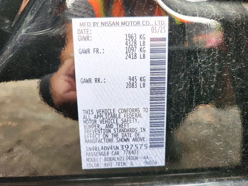 Aukcja sprzedaży 2025 Nissan Altima, vin: 1N4BL4DV4SN397575, numer aukcji: 72792656
